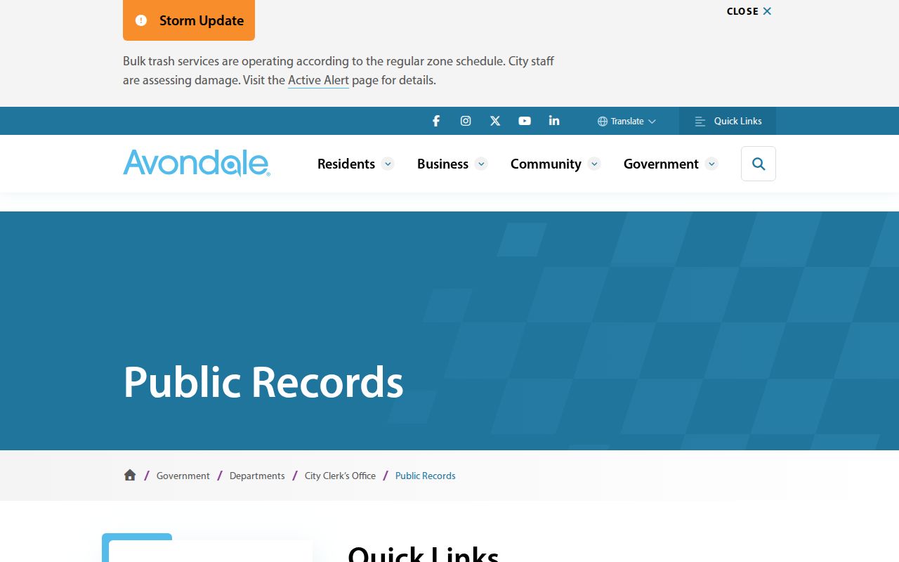 Avondale street directory city address records request routes