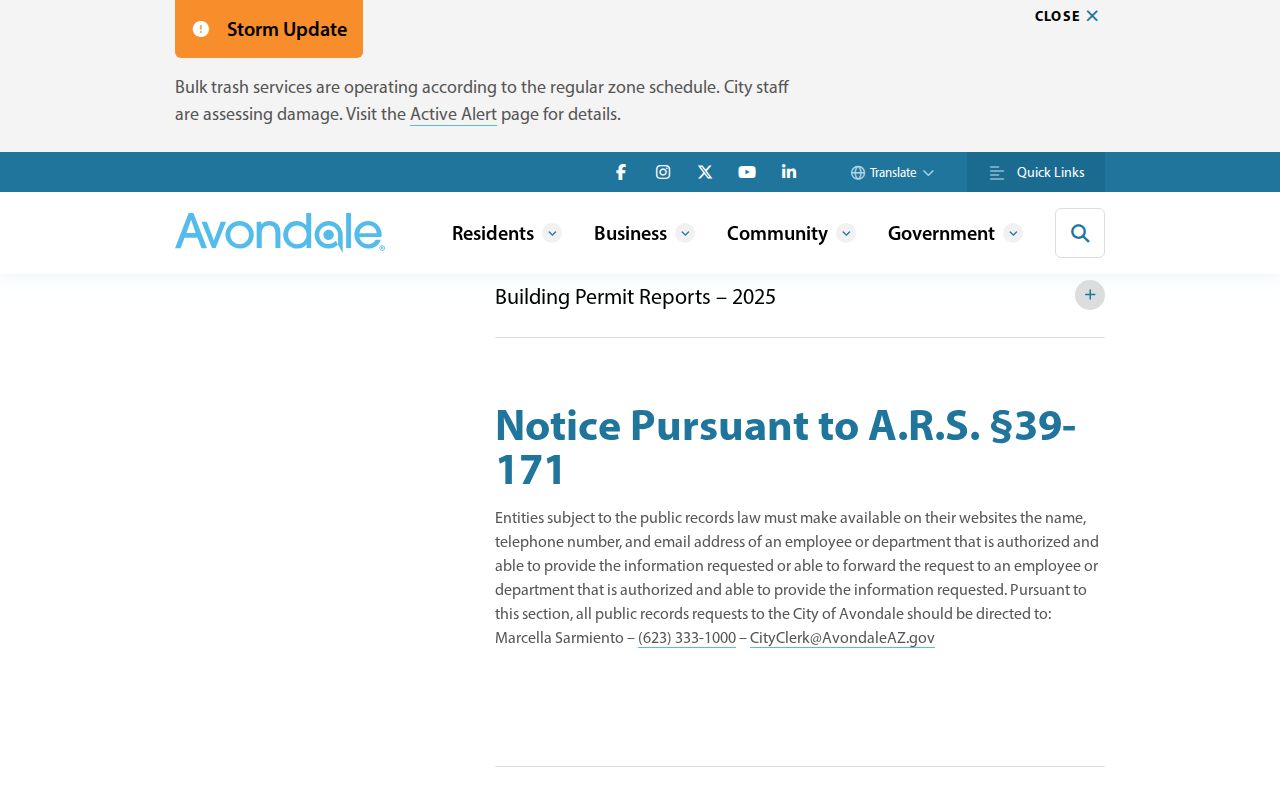 Avondale street directory building permit report archive